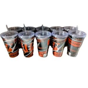 10 Cincinnati Bengals Football NFL 17.5 oz Double Wall Hype‎ Tumbler Lid & Straw